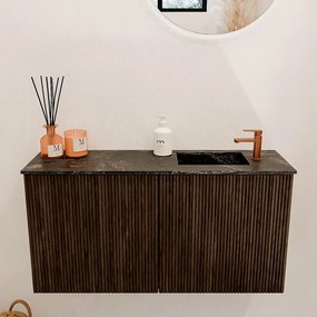 Mondiaz Joya DLux 80cm toiletmeubel walnut met wastafel faye rechts 1 kraangat lava