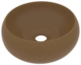 vidaXL Wastafel rond 40x15 cm keramiek matcrème