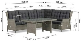 Dining Loungeset 6 personen Wicker Grijs  Garden Collections New Castle