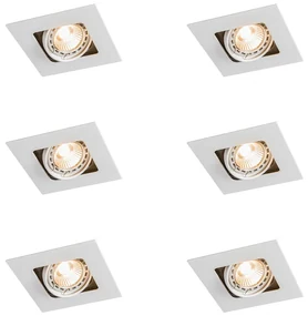 Set van 6 Vierkante inbouwspot wit draai- en kantelbaar - Artemis GU10 Binnenverlichting Lamp