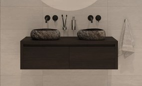 Gliss Design Ares badmeubel 120cm 2 lades charcoal met rivierstenen waskommen