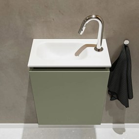 Mondiaz Ture 40cm toiletmeubel army met wastafel talc links 1 kraangat