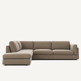 Omvormbare bank met hoek en longchair, fluweel, CÉSAR