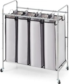 VEVOR 4-delige waswagen commerciële wassorteerder, 20 kg dragende wasverzamelaar waswagen, wasscheider verrijdbaar, mobiel wassorteersysteem wascontainer waskast