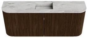 Mondiaz Joya DLux 105cm toiletmeubel ronding links/rechts walnut met wastafel faye midden zonder kraangat glace