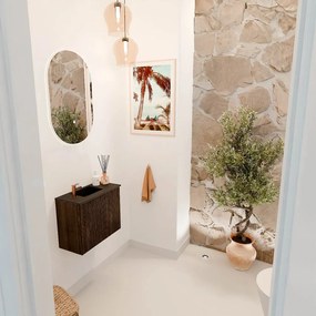 Mondiaz Joya 50cm toiletmeubel walnut met wastafel faye links 1 kraangat urban