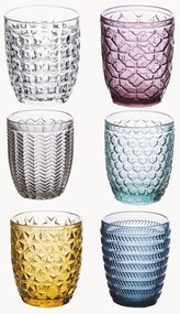 Waterglazen Geometrie met structuurpatroon, set van 6