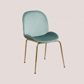 Set Van 4 Pary Fluwelen Eetkamerstoelen Grün Tanne & Goud - Sklum