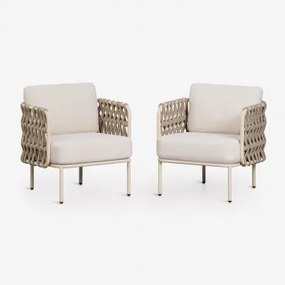 Set Van 2 Tuinstoelen Van Aluminium En Gevlochten Touw Tevary Tapioca Beige & Tela Beige Tapioca - Sklum