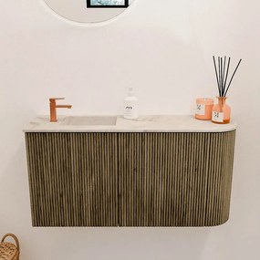 Mondiaz Joya DLux 80cm toiletmeubel ronding rechts dusk met wastafel faye links 1 kraangat frappe