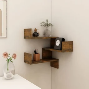 vidaXL Hoekwandschap 40x40x50 cm bewerkt hout gerookt eikenkleurig
