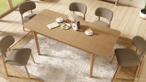 ALDO Bruin Taupe (stof Monza 40)/gelakt eiken frame – HOUTEN BOUCLÉSTOEL VOOR WOONKAMER, EETKAMER, KEUKEN RETRO