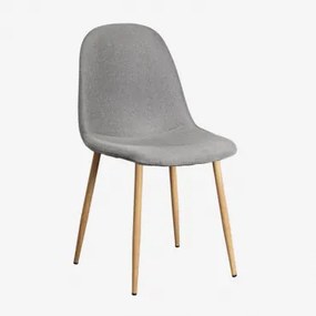Pak 2 Glamm-eetkamerstoelen In Natuurlijk Hout & Linnen Grijs – Beton & Lino - Sklum