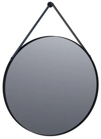 BRAUER Silhouette Spiegel - rond - 70x70cm - zonder verlichting - rond - leren band - zwart aluminium - 3603