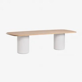 Rectangulaire Eettafel 270x110 Cm Van Acaciahout Leighton Wit & Lichte Acaciekleur - Sklum