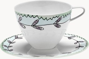 Koffiekopjes & schoteltjes Midnight Flowers van Fine Bone China, 4-delig