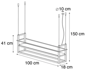 Eettafel / Eetkamer Smart hanglamp met dimmer roestbruin met rek incl. 4 Wifi A60 - Cage Rack Industriele / Industrie / Industrial E27 Binnenverlichting Lamp
