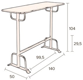 Dutchbone Declan Grijze Ijzeren Bartafel - 140 X 50cm.
