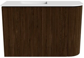 Mondiaz Joya 60cm toiletmeubel ronding rechts walnut met wastafel faye links 1 kraangat talc
