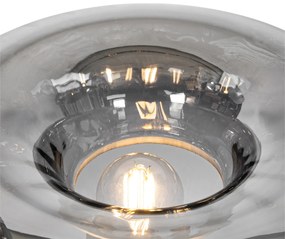 Art Deco tafellamp zwart met smoke glas - Ayesha Art Deco E27 rond Binnenverlichting Lamp