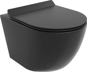 Mexen Lena Rimless wc-kom met afneembare slanke zitting, duroplast, zwarte mat - 30220185