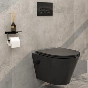 Mueller Afesta randloos toiletpot met bidetsproeier warm/koud en platte softclose zitting zwart mat