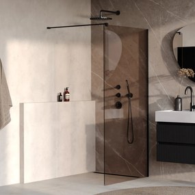 Brauer Oblivion inloopdouche bronsglas 100cm zwart mat