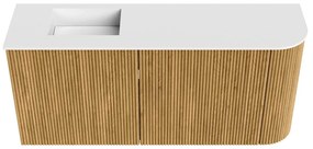 Mondiaz Joya 90cm toiletmeubel ronding rechts oak met wastafel faye links zonder kraangat talc