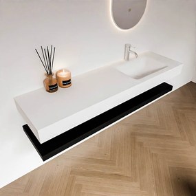 Zaro Alan badmeubel 160cm met planchet urban en vrijhangende wastafel cloud rechts 1 kraangat talc