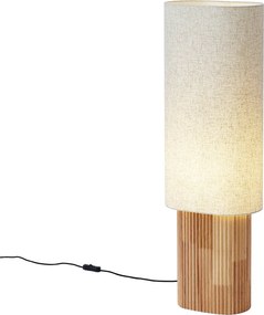 Japandi vloerlamp hout met linnen kap 90cm - Lamel