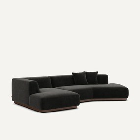 Open hoekbank in chenille fluweel, Jacopo