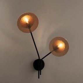 Wandlamp in ijzer en amberkleurig glas, Palma