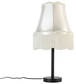 Stoffen Klassieke tafellamp zwart met granny kap crème 30 cm - Simplo Klassiek / Antiek E27 rond Binnenverlichting Lamp