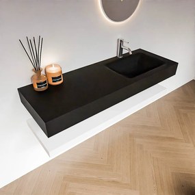 Zaro Alan badmeubel 130cm met planchet talc en vrijhangende wastafel cloud rechts 1 kraangat urban