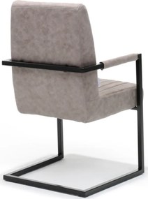 Eetkamerstoel - Sanne - Lederlook Soft Pebble - Met armleuning