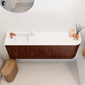 Mondiaz Joya 110cm toiletmeubel ronding rechts ruby met wastafel faye links 1 kraangat talc