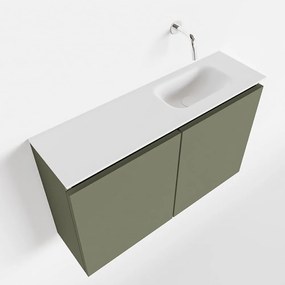 Mondiaz Ture 80cm toiletmeubel army met wastafel talc rechts geen kraangat