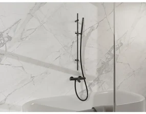 Fortifura Calvi Badkraan - met glijstangset - staafhanddouche - metalen doucheslang - mat zwart SW767488/SW496811/SW706203/SW720224