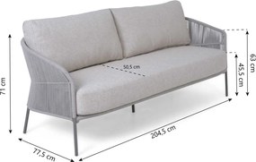 Stoel en Bank Loungeset 5 personen Rope Grijs  4 Seasons Outdoor Florence