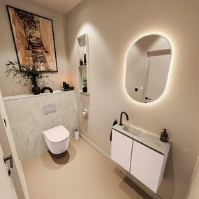 MONDIAZ TURE-DLUX 60cm toiletmeubel Rosee. EDEN wastafel Ostra positie links. Met 1 kraangat. TUREDX60ROSL1OST