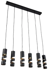 Eettafel / Eetkamer Moderne hanglamp zwart 6-lichts - Stream Modern GU10 Binnenverlichting Lamp