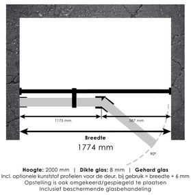 Brauer JC profielloze nisdeur 180cm met 60cm deur gekoppeld goud geborsteld