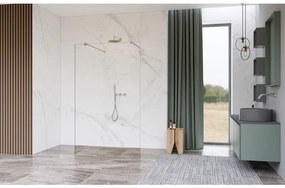 Fortifura Galeria Vrijstaande Inloopdouche - 100x200cm - Helder - antikalk - 8mm veiligheidsglas - wandsteunen - Geborsteld RVS PVD (RVS) SW927769 2x/SW797915