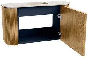 Mondiaz Joya DLux 75cm toiletmeubel ronding links/rechts oak met wastafel faye midden zonder kraangat meli