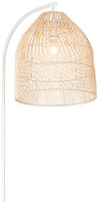 Landelijke vloerlamp wit met rotan - Sam Landelijk E27 Binnenverlichting Lamp