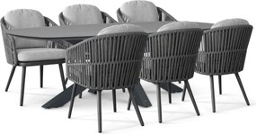 Tuinset 6 personen 240 cm Rope Grijs Santika Furniture Santika