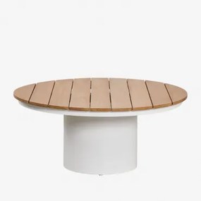 Ronde Tuintafel Ø90 Cm In Teakhout En Aluminium Anturio Teakhout - Sklum