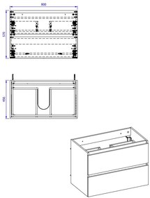 Comad Monako 821 FSC onderkast 80cm eiken/grijs