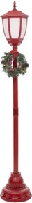 Fééric Lights and Christmas - Kerstlantaarn - L30 x B30 x H180 cm - rood - met warm witte ledverlichting
