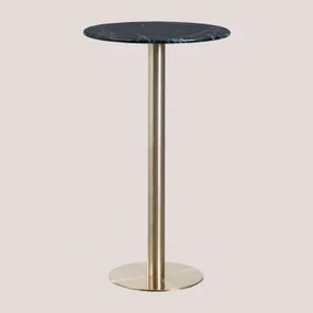 Ronde Hoge Bartafel Ø60 Cm In Cosmopolitan Marmer Groen Marmer Big Flower & Champagne Goud - Sklum